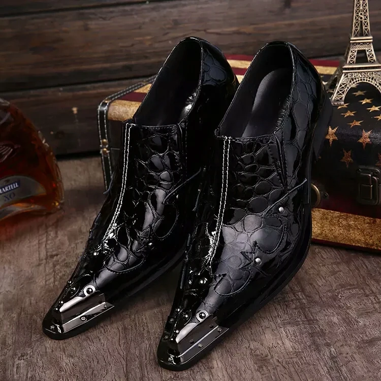 Spring summer black patent leather mens pointed toe dress shoes metal tip studded classic slip on oxford shoes for men
Spring summer black patent leather mens pointed toe dress shoes metal tip studded classic slip on oxford shoes for men