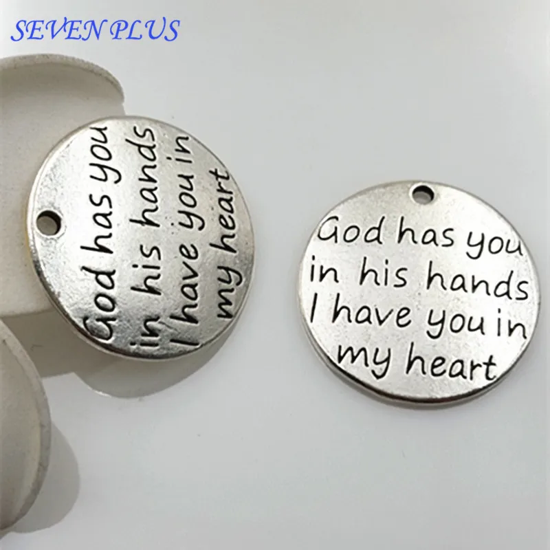 High Quality 20 Pieces/Lot Diameter 23mm God Has You In His Hands I Have You In My Heart Message Love Charms
High Quality 20 Pieces/Lot Diameter 23mm God Has You In His Hands I Have You In My Heart Message Love Charms