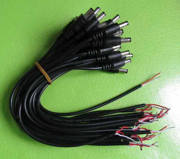 3 шт. 22AWG разъем постоянного тока 5 5x2 мм/5 5*2 Штекер прямой одноголовочный шнур