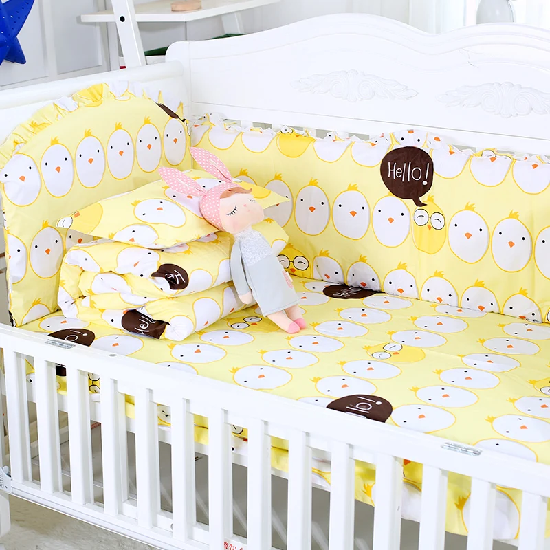 

Pure Cotton Baby Bedding Set Newborn Crib Bedding Set Bed Sheet Quilt Pillow With Filler For Baby Boy Girl Cot Bumpers 9pcs/set