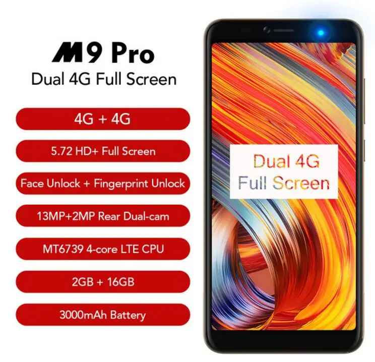 Корабль из RU LEAGOO M9 Pro Face ID 4G MT6739 4 ядра мобильный телефон 5 72 "18:9 Экран 2 GB + 16 Android 8 1