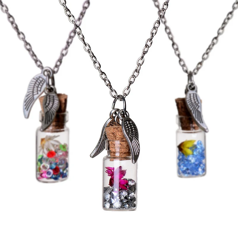 Original New Fashion Angle Wing Drifting Bottle Crystal Pendent Necklace For Women Dry Flower Chain Necklaces Wedding Gift
Original New Fashion Angle Wing Drifting Bottle Crystal Pendent Necklace For Women Dry Flower Chain Necklaces Wedding Gift