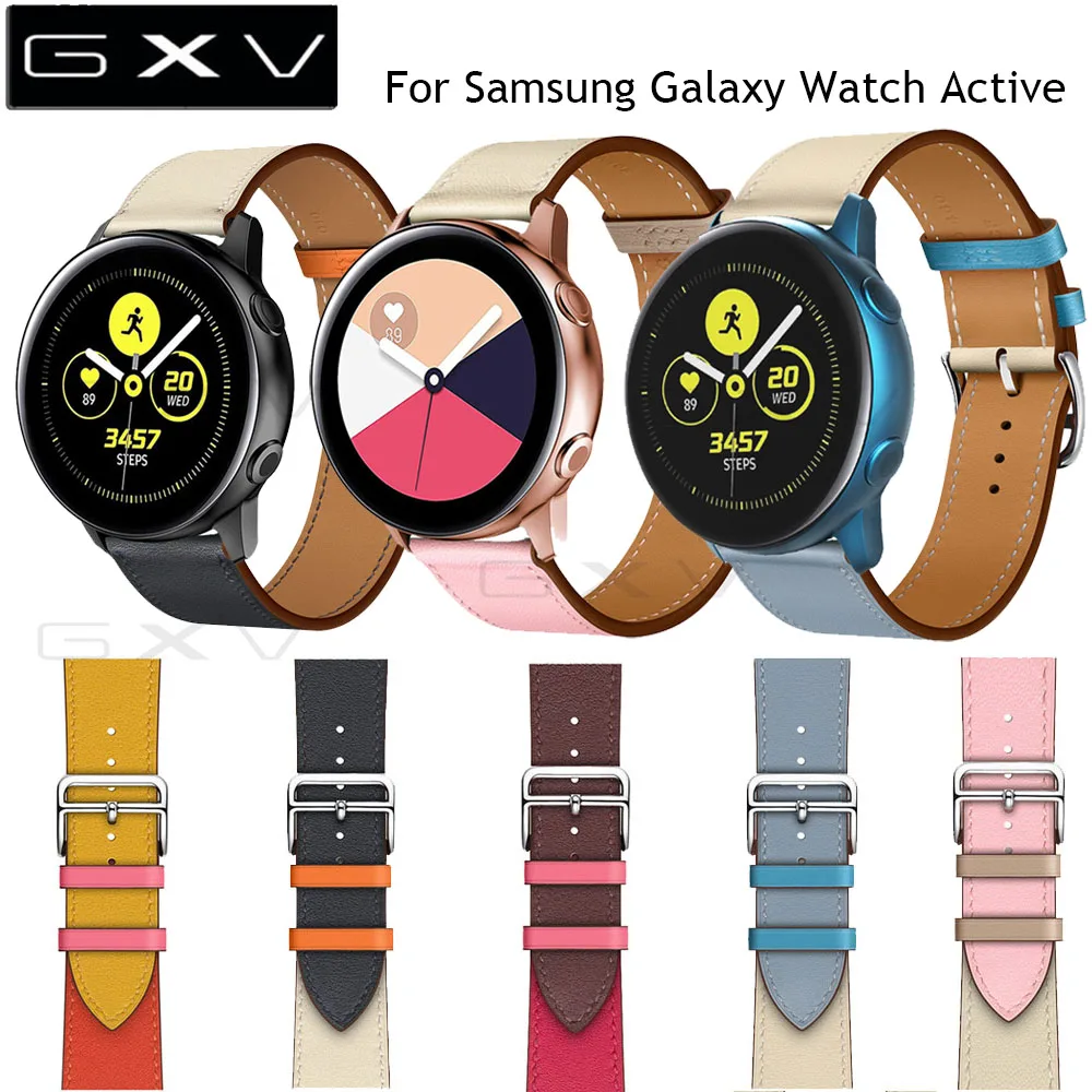 GXV 20 мм контрастный цвет ремешок из натуральной кожи для Samsung Galaxy Watch Active|Смарт-аксессуары| |