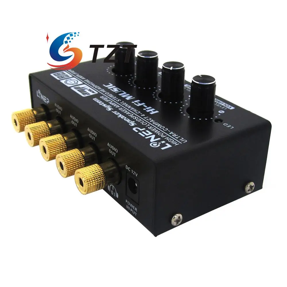 TZT 1 In 4 Out Audio Sound Signal Amplifier HiFi 4 Channel Loudspeaker Stereo Headphone AMP Linep A908
TZT 1 In 4 Out Audio Sound Signal Amplifier HiFi 4 Channel Loudspeaker Stereo Headphone AMP Linep A908