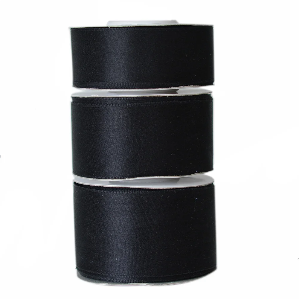 Фото 280 черная 100% натуральная шелковая лента для рукоделия - купить