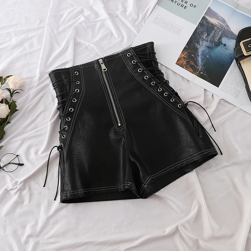 New Spring Autumn Sexy Drawstring Faux Leather Shorts Women Fashion Bandage PU Wide Leg Shorts Zipper High Waist Shorts Mw562
New Spring Autumn Sexy Drawstring Faux Leather Shorts Women Fashion Bandage PU Wide Leg Shorts Zipper High Waist Shorts Mw562