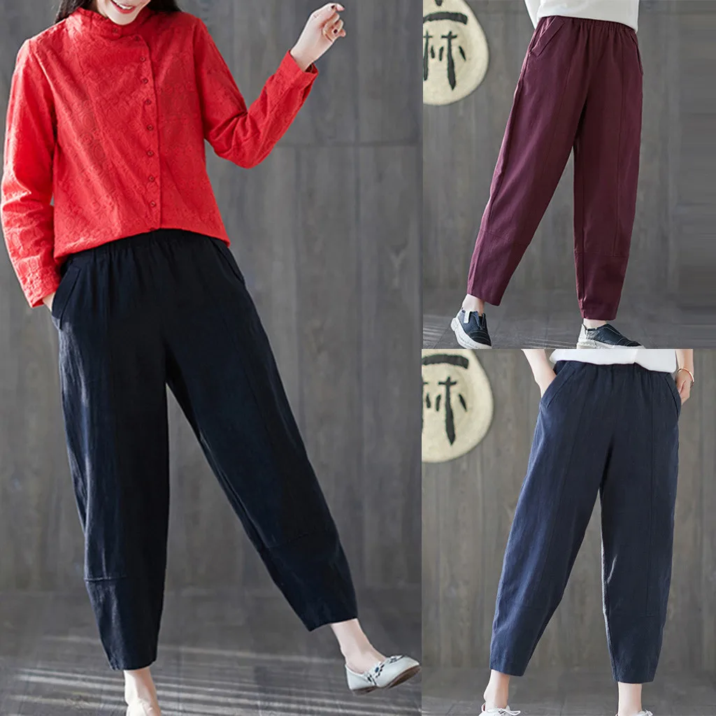 2019 Women Loose Pants Solid High Waist Long Casual Comfort Trousers Pockets Work Femme Streetwear spodnie damskie
2019 Women Loose Pants Solid High Waist Long Casual Comfort Trousers Pockets Work Femme Streetwear spodnie damskie