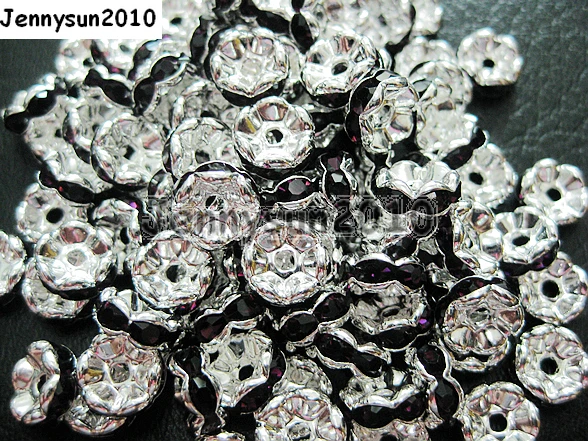 200pcs/lot 8mm Top Quality Czech Ame-thyst Crystal Rhinestone Pave Wavy Rondelle Metal Sliver Plated Spacer Loose Beads Jewelry
200pcs/lot 8mm Top Quality Czech Ame-thyst Crystal Rhinestone Pave Wavy Rondelle Metal Sliver Plated Spacer Loose Beads Jewelry