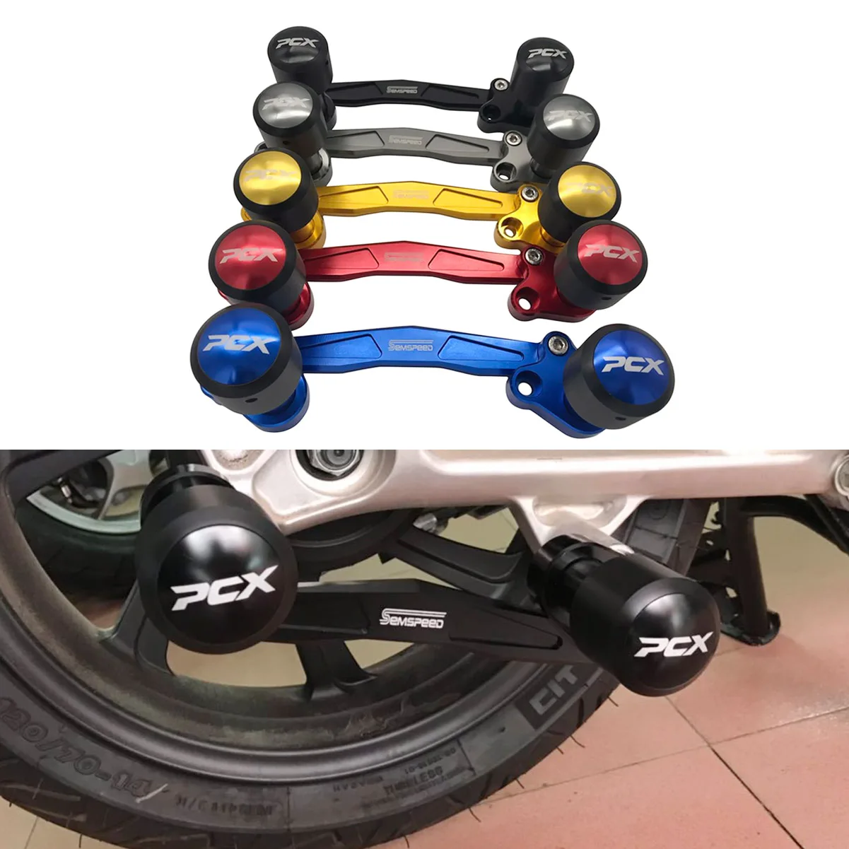 SEMSPEED PCX Логотип Регулируемый крушение слайдер для Honda 125 150 2015 2016 2018 2019 2020 Pad
