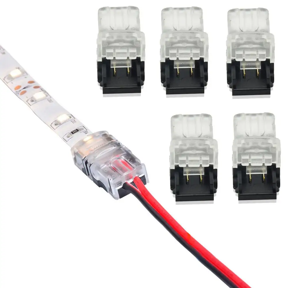 5PCS/Lot Monochrome LED Light Strip Connector Free Soldering Connector with Wire for 2Pin 3528 Bare Board LED Strip Light
5PCS/Lot Monochrome LED Light Strip Connector Free Soldering Connector with Wire for 2Pin 3528 Bare Board LED Strip Light