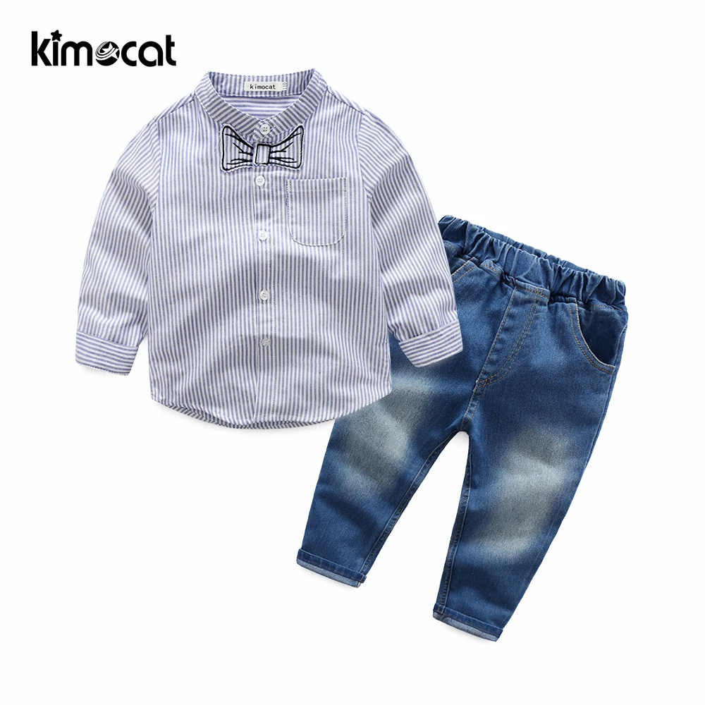 Kimocat Baby Boy Clothes Spring Autumn Long Sleeve Vertical Stripe Shirt+Denim Pants 2pcs Teenagers Handsome Boys Clothing Set
Kimocat Baby Boy Clothes Spring Autumn Long Sleeve Vertical Stripe Shirt+Denim Pants 2pcs Teenagers Handsome Boys Clothing Set