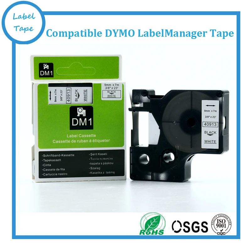 

3/8"X7m black on white compatible DYMO d1 label tapes cassette 40913 DYMO for dymo label printer