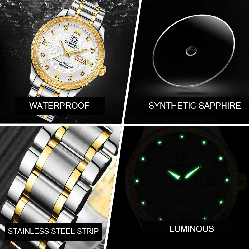 2017 TopBrand Luxury CARNIVAL Men's Automatic Mechanical Watch Full Steel Mens Watches Business Casual Waterproof Wrist Watches
2017 TopBrand Luxury CARNIVAL Men's Automatic Mechanical Watch Full Steel Mens Watches Business Casual Waterproof Wrist Watches
