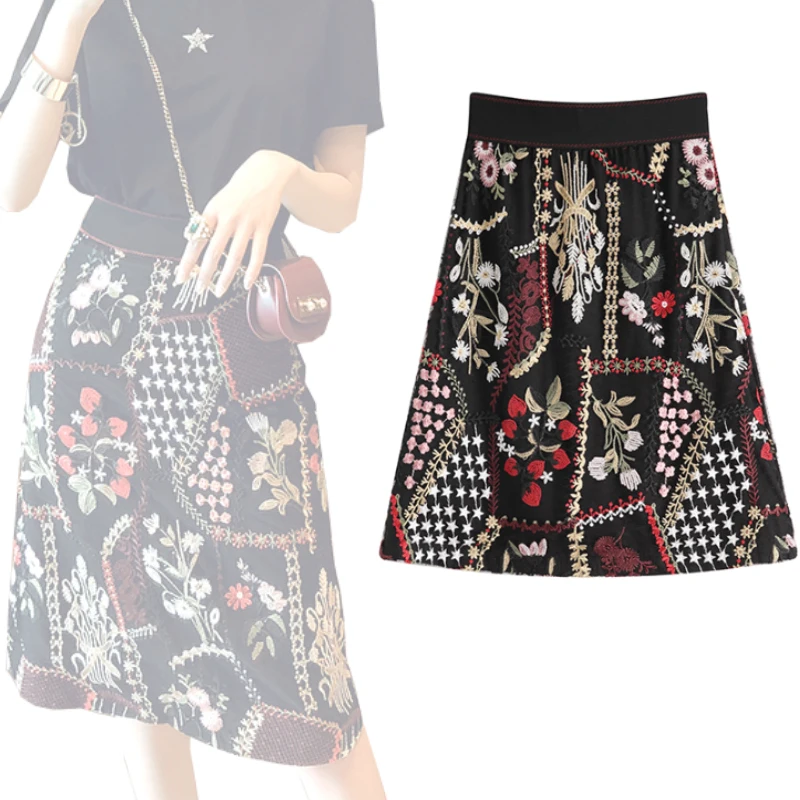 2019 Fashion Spring Floral Embroidery Midi Skirt Women Vintage High Waist Skirts Buttocks Hip Slim A-line Skirt
2019 Fashion Spring Floral Embroidery Midi Skirt Women Vintage High Waist Skirts Buttocks Hip Slim A-line Skirt