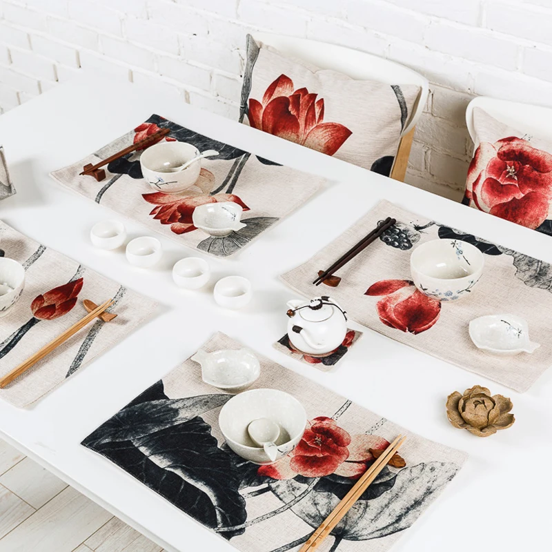 Upscale Home Decoration Chinese style Lotus Pattern 3627 Retro elegant Tea mats Western Placemat Double layer Thick Linen
Upscale Home Decoration Chinese style Lotus Pattern 3627 Retro elegant Tea mats Western Placemat Double layer Thick Linen