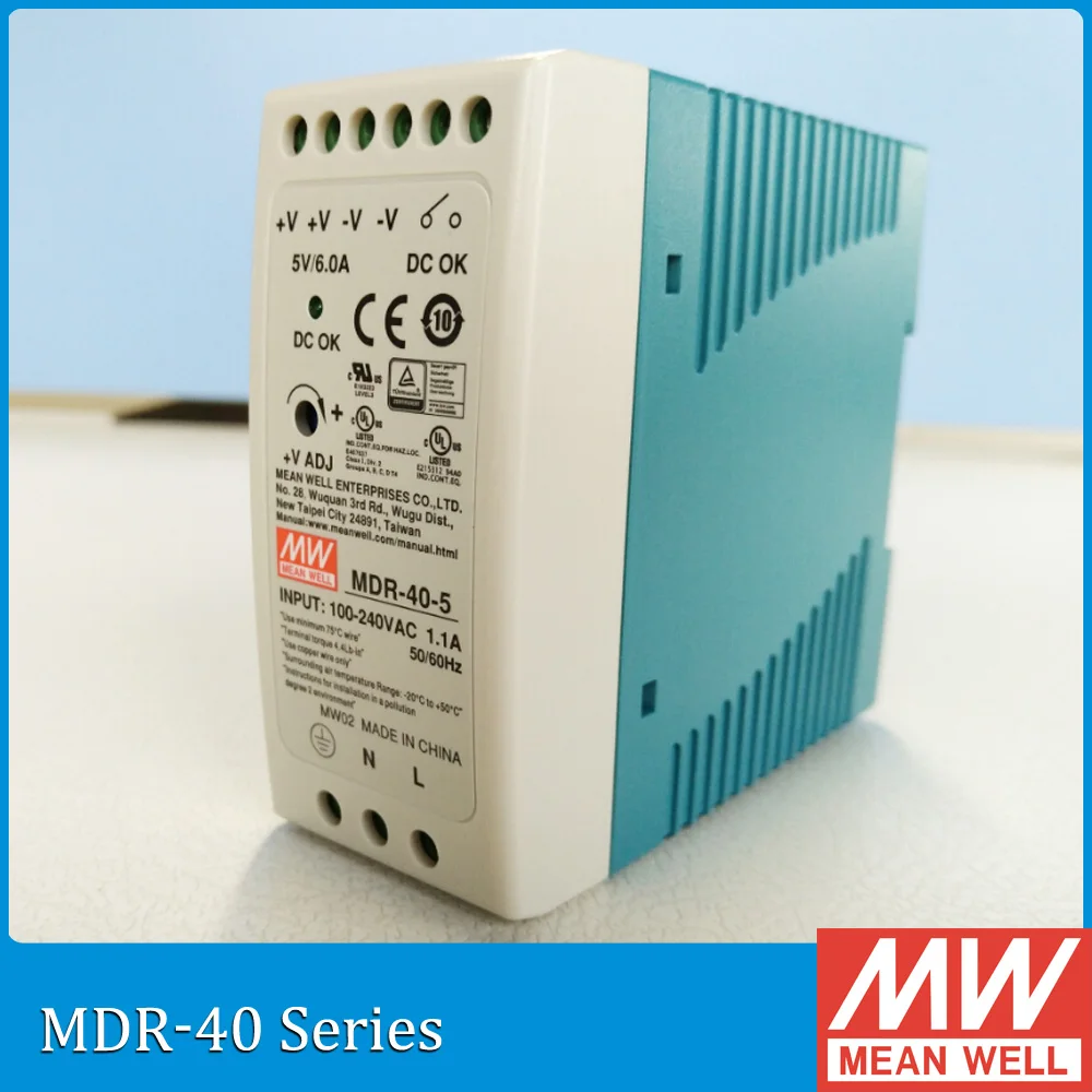 Meanwell MDR 40 5V 12V 24V 48V 40W Din Rail источника питания переменного/постоянного тока
