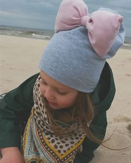 Детская вязаная теплая хлопковая шапочка для девочек на осень и зиму шапка