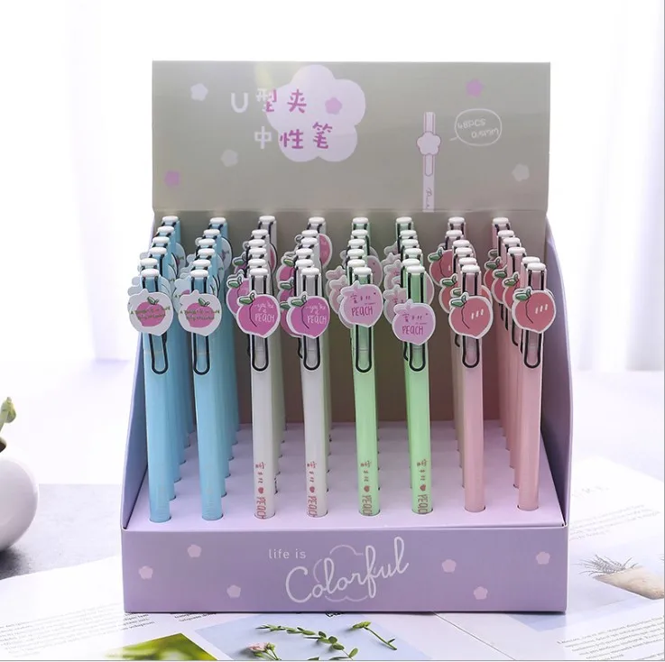 48pcs Writing Pen Black Gel Ink Pens Peach Pen for writing Cute stationery Kawaii Gift office school supplies 0.5mm
48pcs Writing Pen Black Gel Ink Pens Peach Pen for writing Cute stationery Kawaii Gift office school supplies 0.5mm