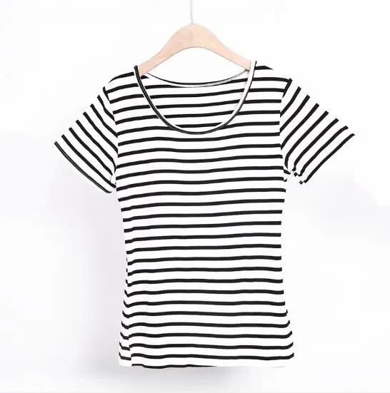 Fdfklak Modal cotton t shirt female short sleeve tshirt women slim short t shirts bra-padded women's top striped T-shirt M-2XL
Fdfklak Modal cotton t shirt female short sleeve tshirt women slim short t shirts bra-padded women's top striped T-shirt M-2XL