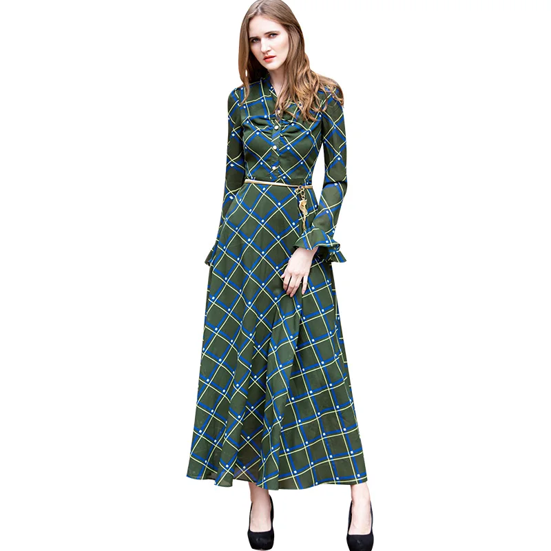 Women Chiffon Plaid Spring Summer Long Dress V-neck Office Lady Full Length Dress Evening Maxi Clothing 6516
Women Chiffon Plaid Spring Summer Long Dress V-neck Office Lady Full Length Dress Evening Maxi Clothing 6516