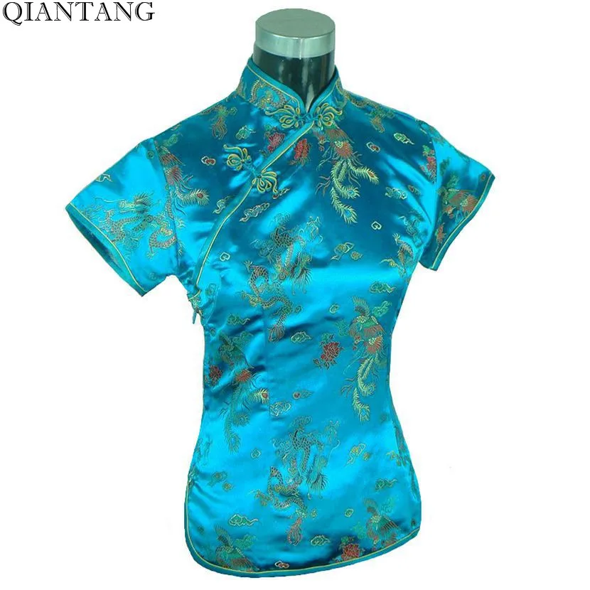 Light Blue Fashion Chinese Women's Satin Polyester Shirt Tops Mujeres Camisa Female Blouse Dragon Phenix Size S M L XL XXL A0016
Light Blue Fashion Chinese Women's Satin Polyester Shirt Tops Mujeres Camisa Female Blouse Dragon Phenix Size S M L XL XXL A0016