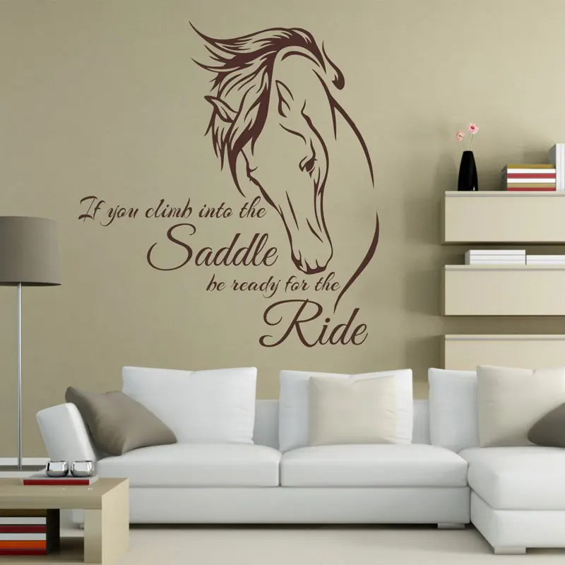 Horse Wall Decal Quotes If You Climb Into The Saddle Be Ready For Ride Equine Art Living Room Decoration A412 | Дом и сад