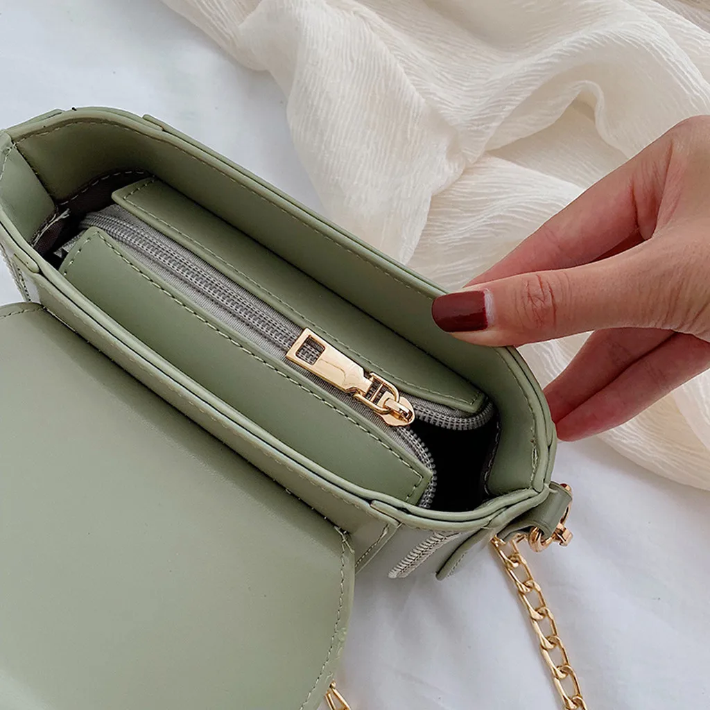 2019 новая сумка мессенджер модная женская однотонная на плечо с цепочкой для