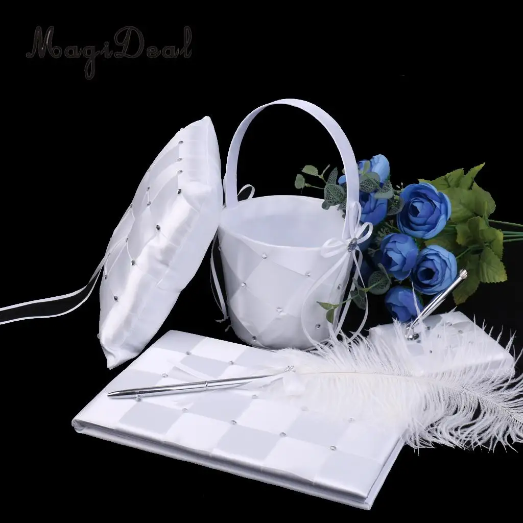 MagiDeal Wedding Set Guest Book and Pen Ring Bearer Pillow Flower Girl Basket Decor
MagiDeal Wedding Set Guest Book and Pen Ring Bearer Pillow Flower Girl Basket Decor