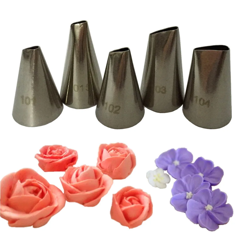 5pcs Flower Petal Nozzles Stainless Steel Cream Icing Piping Nozzle Pastry Tips Set Cake Cupcake Decorating Baking Tools Bakewar
5pcs Flower Petal Nozzles Stainless Steel Cream Icing Piping Nozzle Pastry Tips Set Cake Cupcake Decorating Baking Tools Bakewar