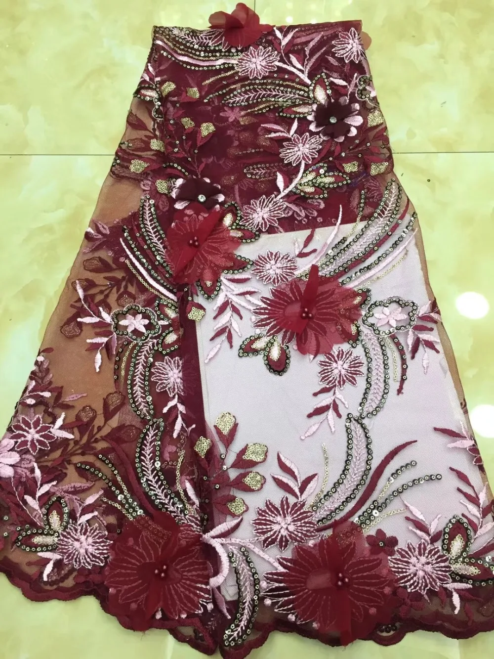 Wholesale 5 yards Flower Lace Fabric With Bead Sequins Embroidery tulle fabric high quality 3D Lace Fabric for Nigerian TS6961
Wholesale 5 yards Flower Lace Fabric With Bead Sequins Embroidery tulle fabric high quality 3D Lace Fabric for Nigerian TS6961