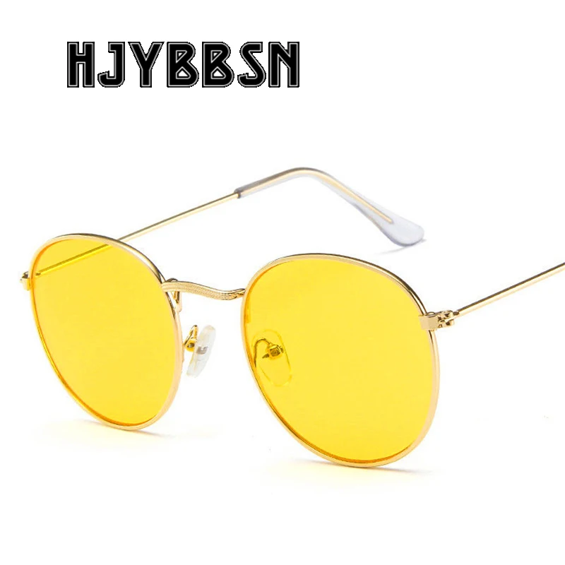 HJYBBSN ретро круглые женские прозрачные солнцезащитные очки Брендовые