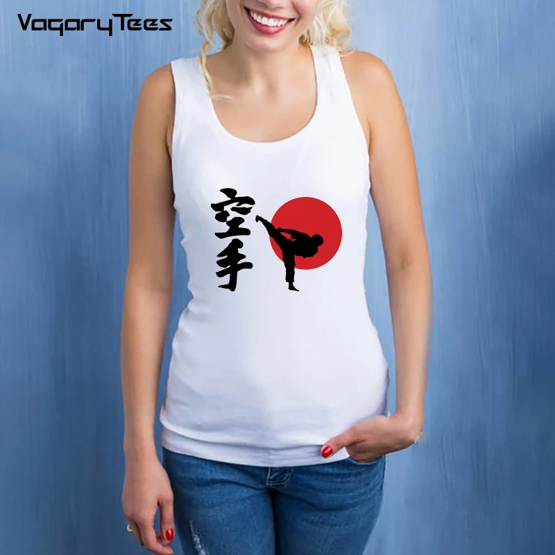 Летняя мода для женщин каратэ топ без рукавов забавный боксер жилет Camisetas Hombre Tee |