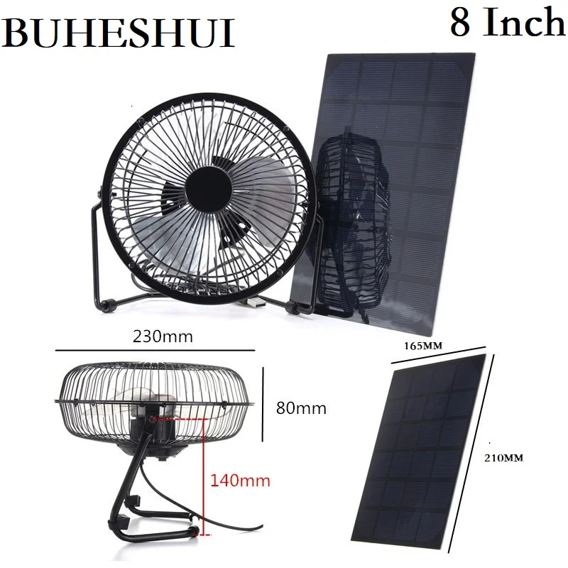 BUHESHUI 4"6"8 Inch Cooling Ventilation Fan USB 3W 3.5W 5.5W 6V Solar Powered Panel Iron Fan For Home Office Outdoor Fishing
BUHESHUI 4"6"8 Inch Cooling Ventilation Fan USB 3W 3.5W 5.5W 6V Solar Powered Panel Iron Fan For Home Office Outdoor Fishing