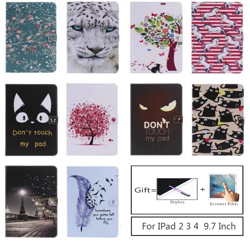 Чехол для iPad 2 чехол 3 4 из искусственной кожи с милым котом книжка подставкой