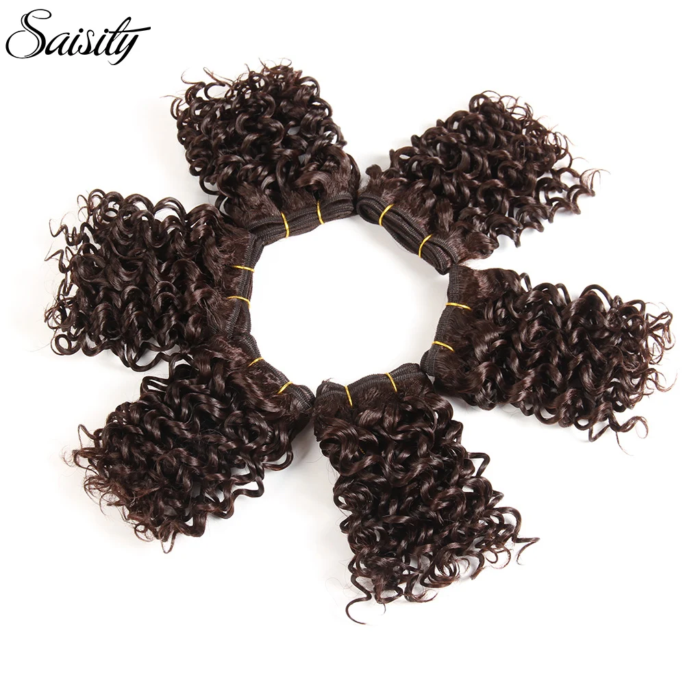 

Saisity 6 Inch Brazilian kinky curly hair bundles synthetic weaving ombre hair extensions short natural african braids