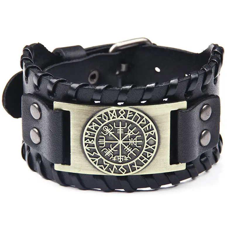 Vintage Viking Compass Bracelet Genuine Leather Mens Nordic Cuff Runes Odin Symbol Wrap Jewelry Accessories
Vintage Viking Compass Bracelet Genuine Leather Mens Nordic Cuff Runes Odin Symbol Wrap Jewelry Accessories