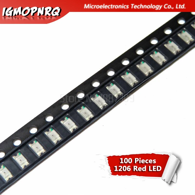 Красный светодиод 100 SMD 1206 3216 шт.|Электротовары| |