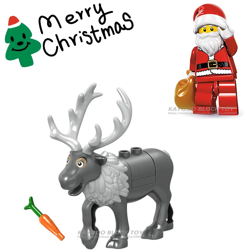 Single New Legoingly Animal Big Polar Bear Victor Green ELK Elephant Figure Building Blocks Kids DIY Gifts Toys for Children | Игрушки и