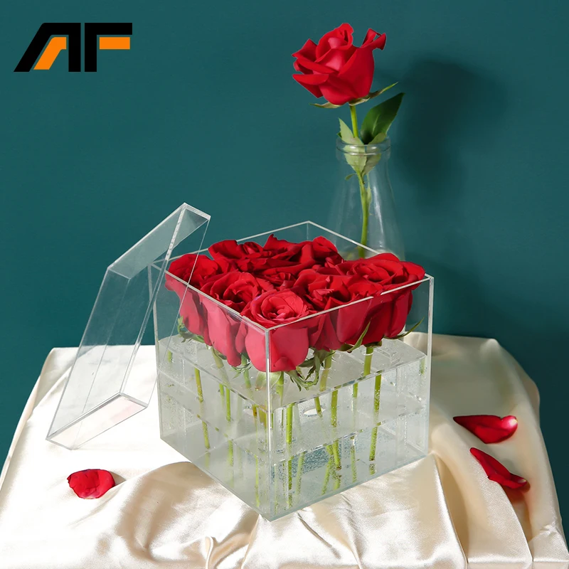 AF 9 отверстий прозрачная акриловая коробка с розами органайзер для макияжа