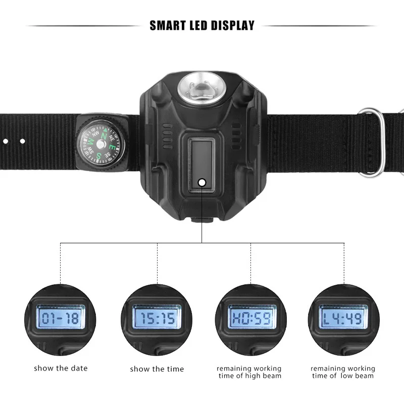 Перезаряжаемые водонепроницаемые часы LemonBest со светодиодный ным фонариком 4