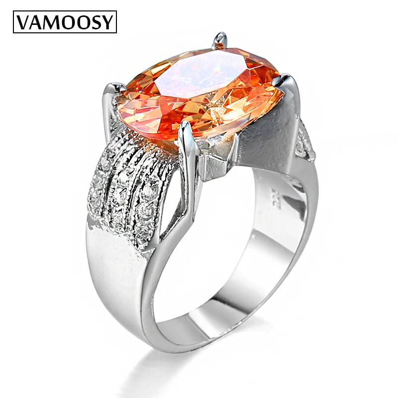 VAMOOSY Amazing Big Champagne CZ Stone Rings Large Single Oval Orange Crystal Cut Luxury silver Color Women Statement ring
VAMOOSY Amazing Big Champagne CZ Stone Rings Large Single Oval Orange Crystal Cut Luxury silver Color Women Statement ring