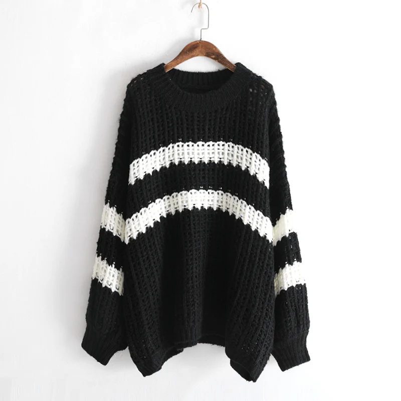 Plus Size Autumn Winter Sweater Kint Casual Long Sleeve Cotton Pullover Striped Women Fashion Korean Fall High Quality Black
Plus Size Autumn Winter Sweater Kint Casual Long Sleeve Cotton Pullover Striped Women Fashion Korean Fall High Quality Black