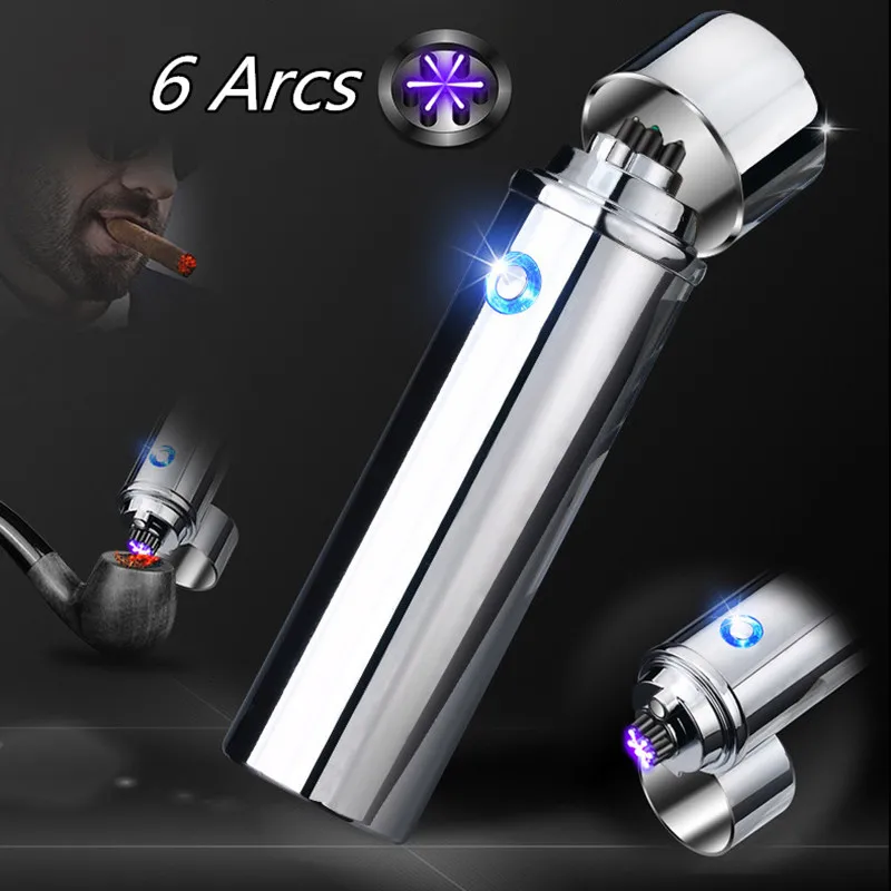 Новая USB Зажигалка для сигар электрическая 6 импульсных дуговых табачных труб