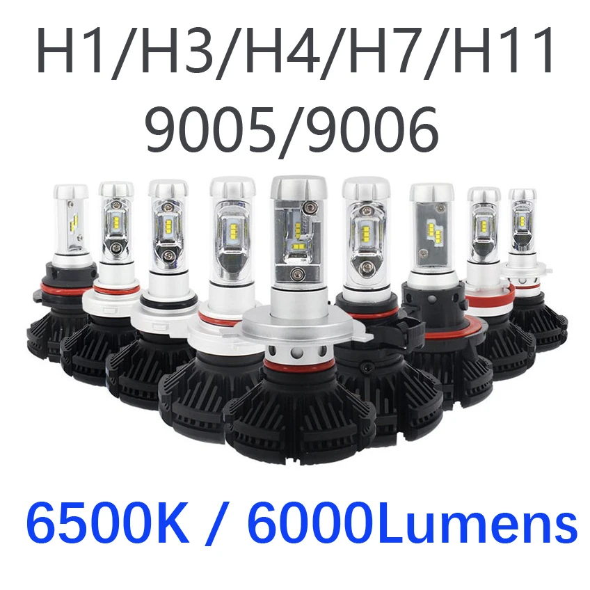 

2PCs H4 Car Headlight Bulb X3 H1 H3 9003 HB2 H7 H8 H9 H11 9005 9006 Light High & Low Beam 6000 Lumen 8000K Car Headlamp H4