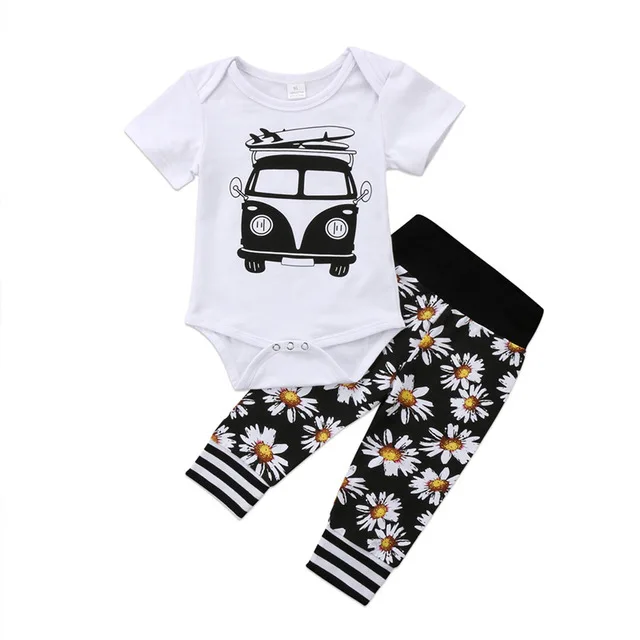Infant Baby Girls Clothes Suits Cartoon Car Print Tops White Romper Black Floral Striped Pants Vogue Bebe Kids Clothing Sets
Infant Baby Girls Clothes Suits Cartoon Car Print Tops White Romper Black Floral Striped Pants Vogue Bebe Kids Clothing Sets