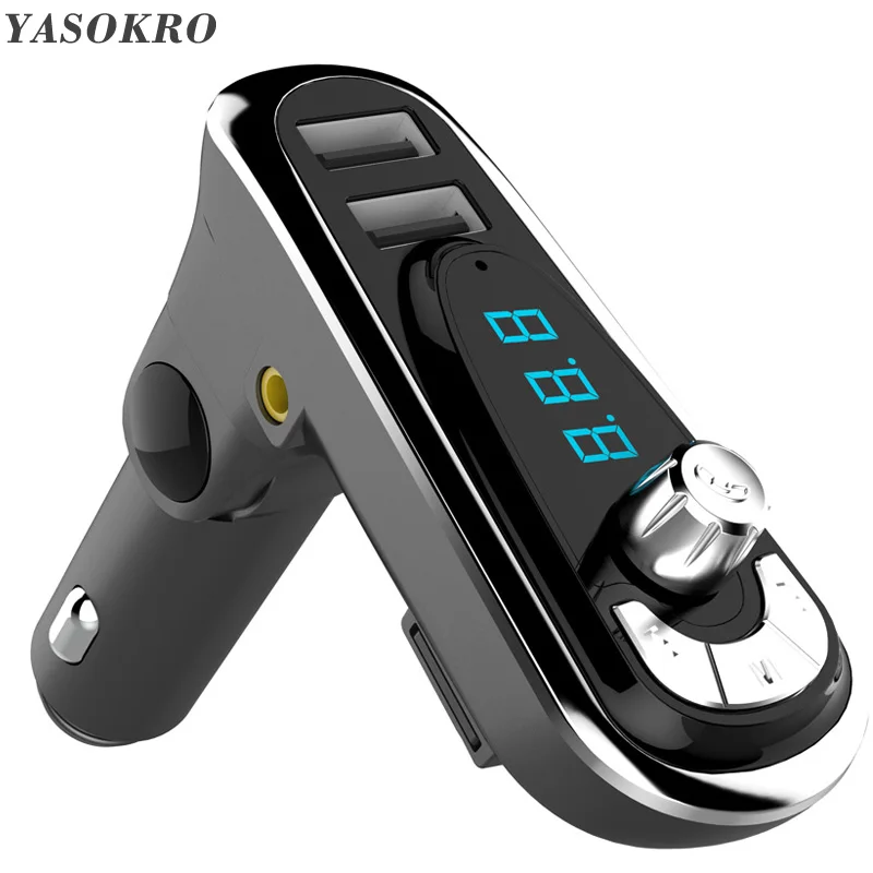 

Bluetooth-compatible Car Kit HandsFree FM Transmitter Modulator Car Audio MP3 Player With Voltage Detection Dual USB Car Charger