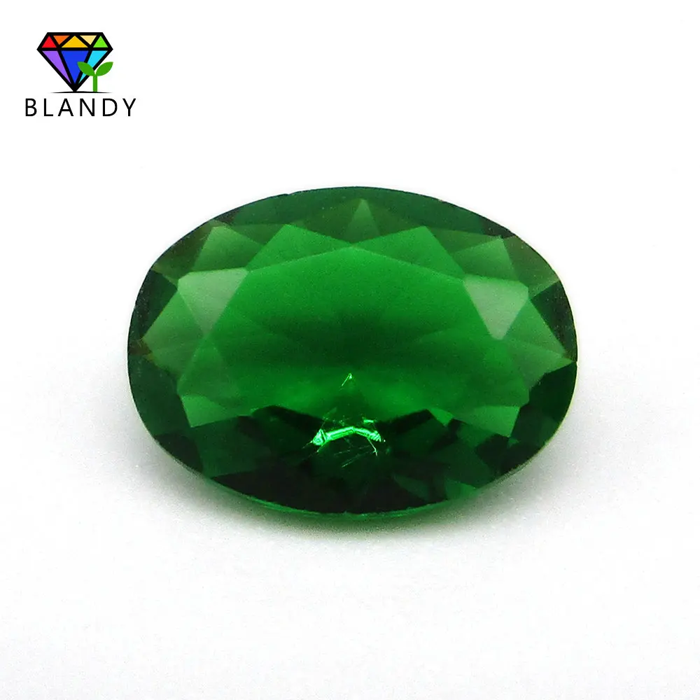 

Hot Sale 7*9mm Oval Shape Machine Cut Synthetic Green Glass Gem Stone Beads for Jewelry