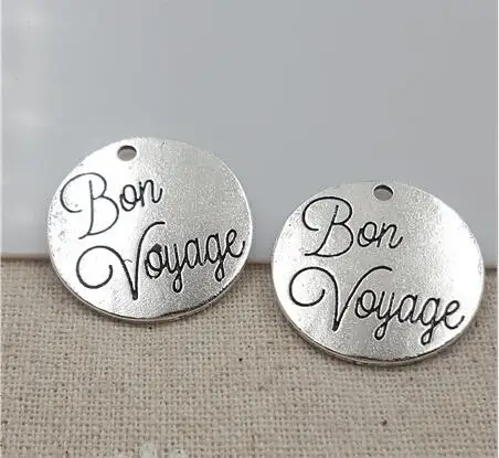 Hoting selling 10 Pieces/Lot 25mm letter printed bon voyage charm round disc message charm for jewelry making
Hoting selling 10 Pieces/Lot 25mm letter printed bon voyage charm round disc message charm for jewelry making