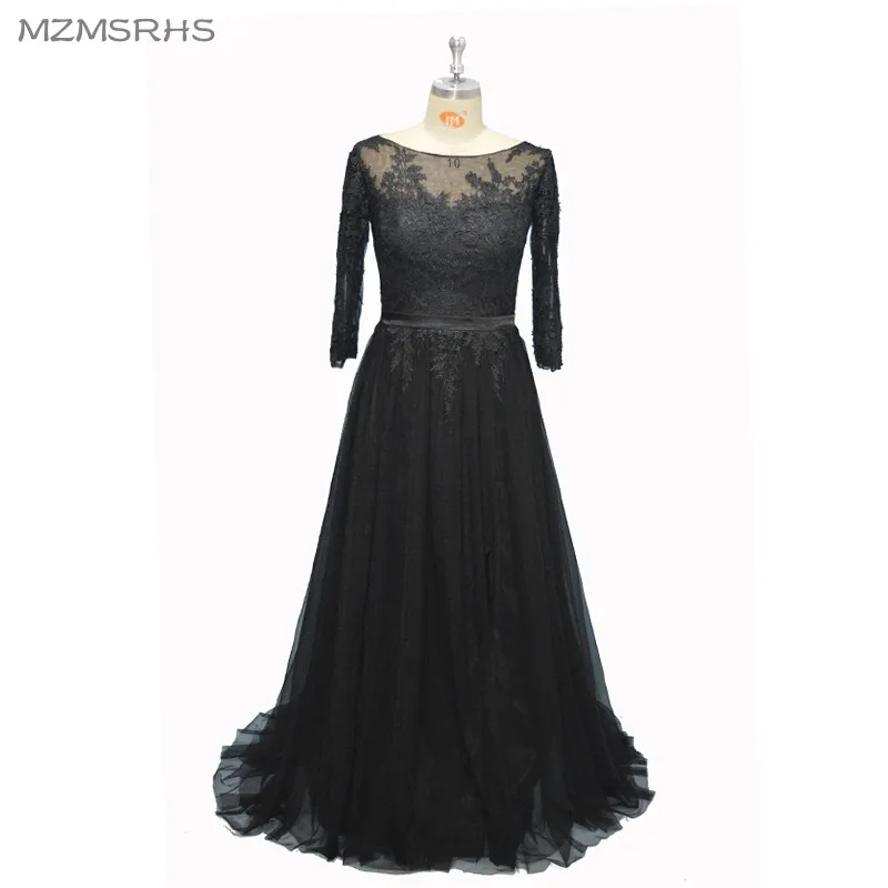 Robe De Soiree Long Evening Dresses Real Sample Black Tulle A-Line Applique Half Sleeve Custom Made Formal Evening Party Gown
Robe De Soiree Long Evening Dresses Real Sample Black Tulle A-Line Applique Half Sleeve Custom Made Formal Evening Party Gown