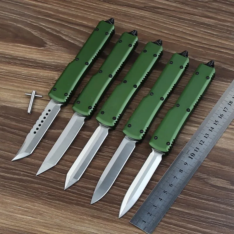Фото Армейский зеленый нож D2 лезвие алюминиевая ручка кемпинг выживание на природе EDC